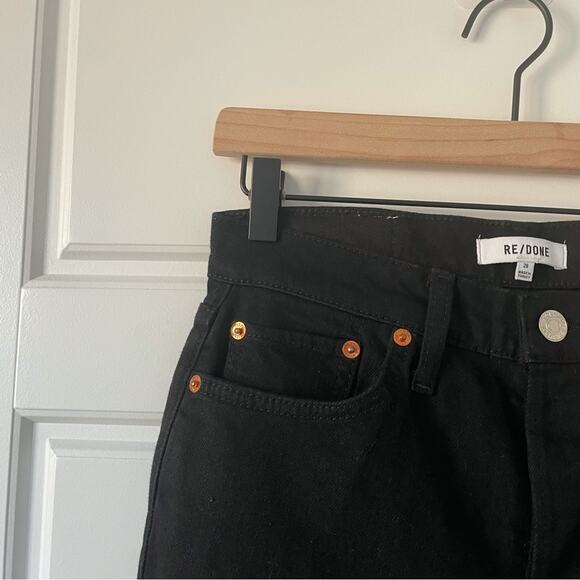 RE/DONE 90's High Rise Ankle Crop Jeans Jet Black With Rips - Picture 8 of 8